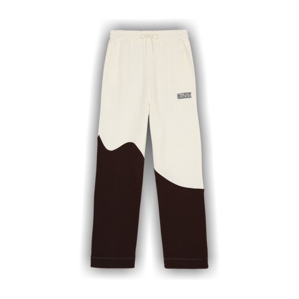 GANNI Wave Logo Sweatpants in White Brown - Picture 1 of 11